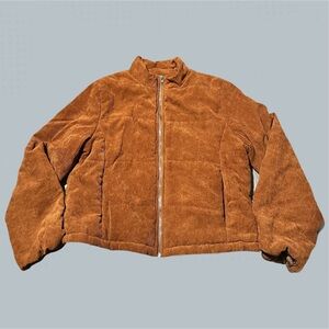 Pumpkin Orange Corduroy Women’s Jacket Coat Fall Autumn puffer outerwear warm